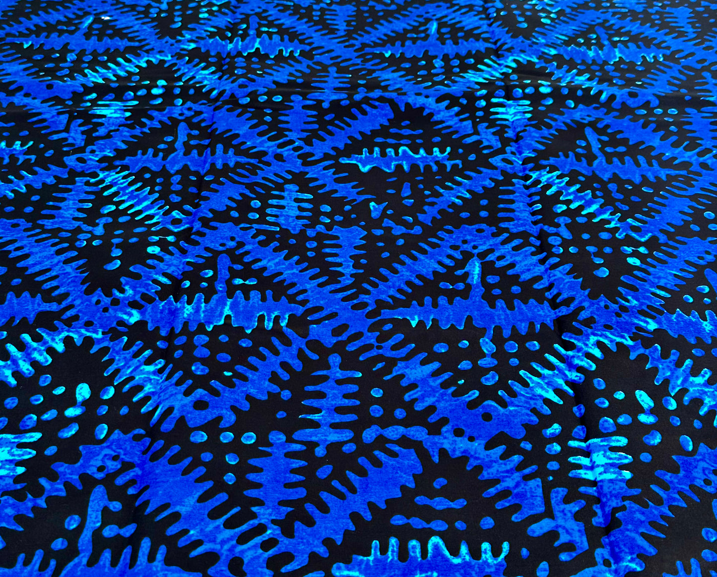 Jelo - African Ankara Kitenge Cotton Dressmaking Crafter Fabric Sold by the Yard Multicolored Blue/Black Multi Patterned Tribal Fabric