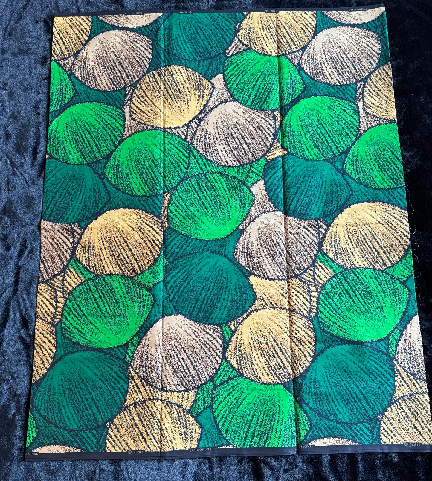 Okpa - African Ankara Kitenge Cotton Dressmaking Crafter Fabric Sold by the Yard Multicolored Green/Yellow/Cream Circle Patterned Fabric