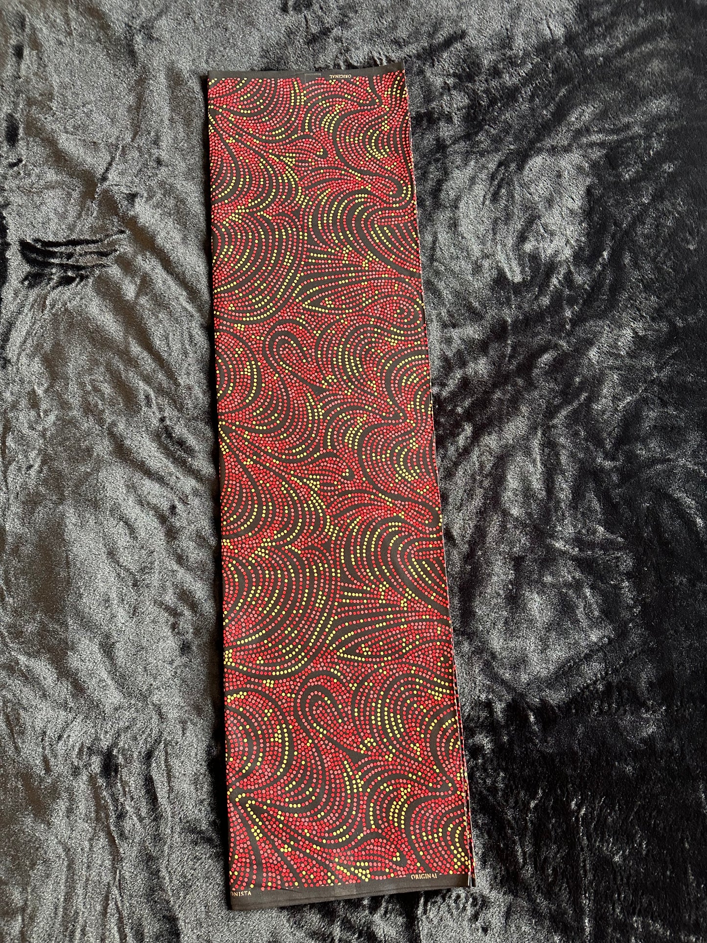 Ije - African Ankara Kitenge Cotton Dressmaking Crafter Fabric Sold by the Yard Multicolored Red/Yellow/Black Swirl and Dot Patterned Fabric