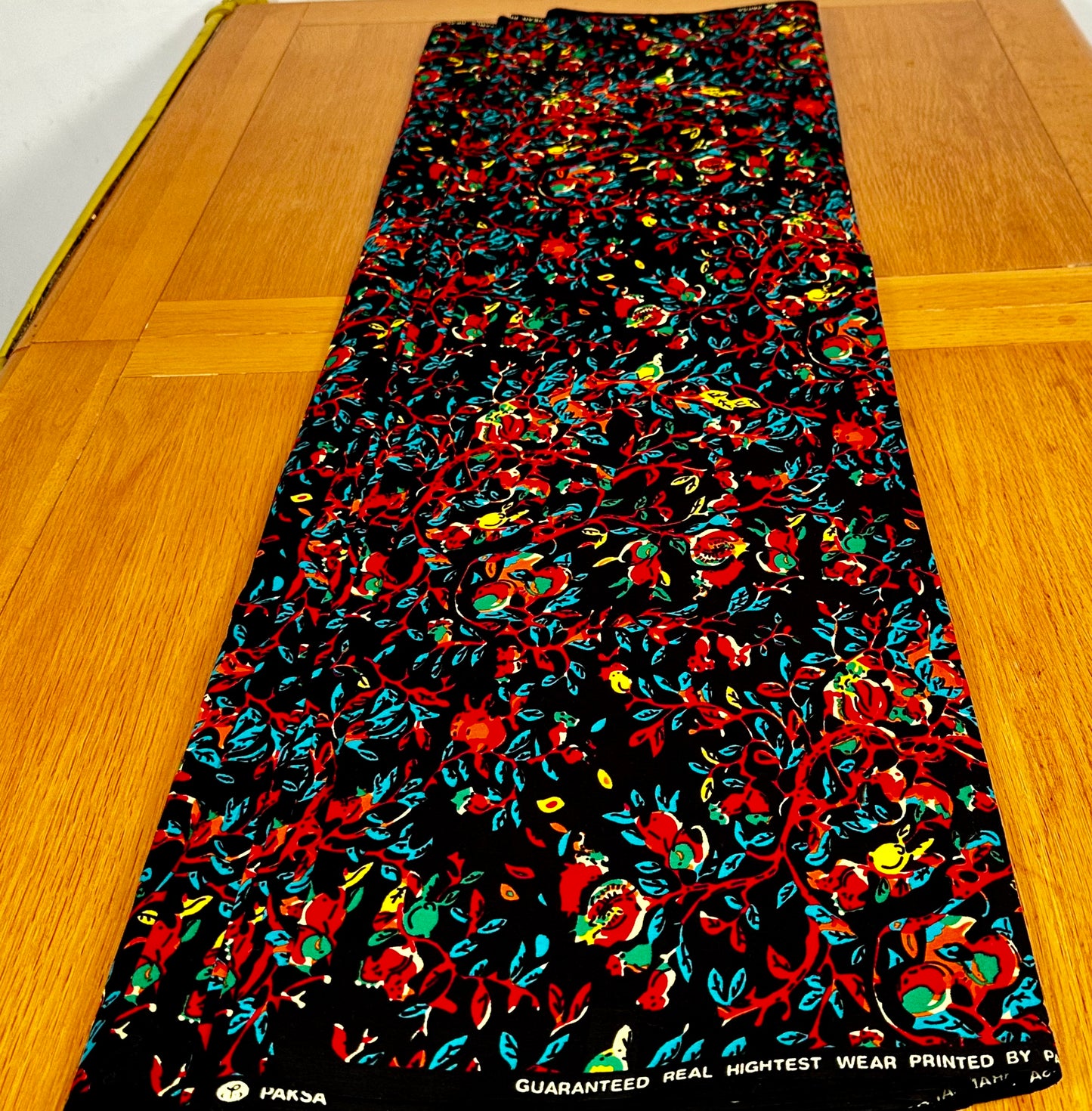 Gigida - African Ankara Kitenge Cotton Dressmaking Fabric Sold by the Yard Multicolored Red/Black/Yellow Floral Patterned Fabric