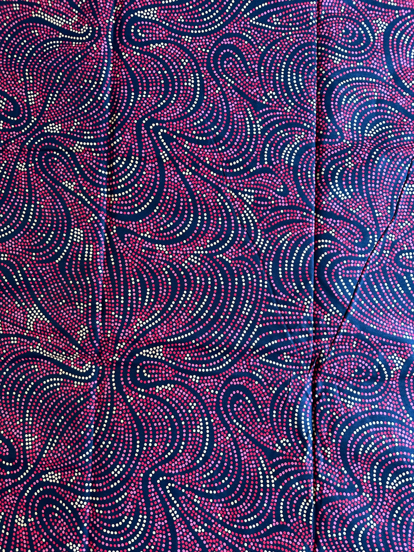 Ije - African Ankara Kitenge Cotton Dressmaking Crafter Fabric Sold by the Yard Multicolored Red/Yellow/Black Swirl and Dot Patterned Fabric