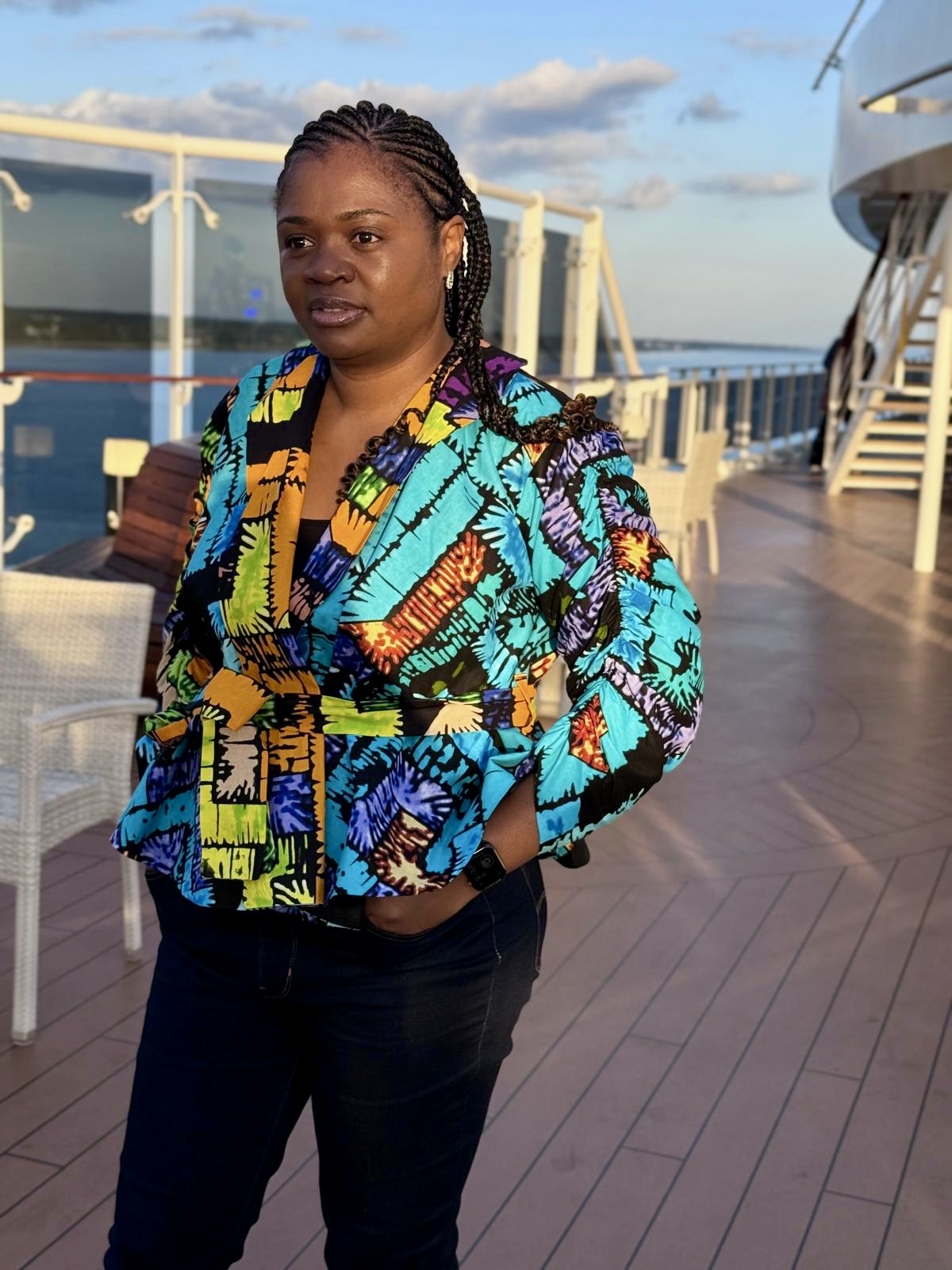 Wẹdo - African themed Ankara Kitenge Lined Wrap Jacket for women with extra long Belt, Dual-size in UK sizes Small, Medium, Large and XLARGE