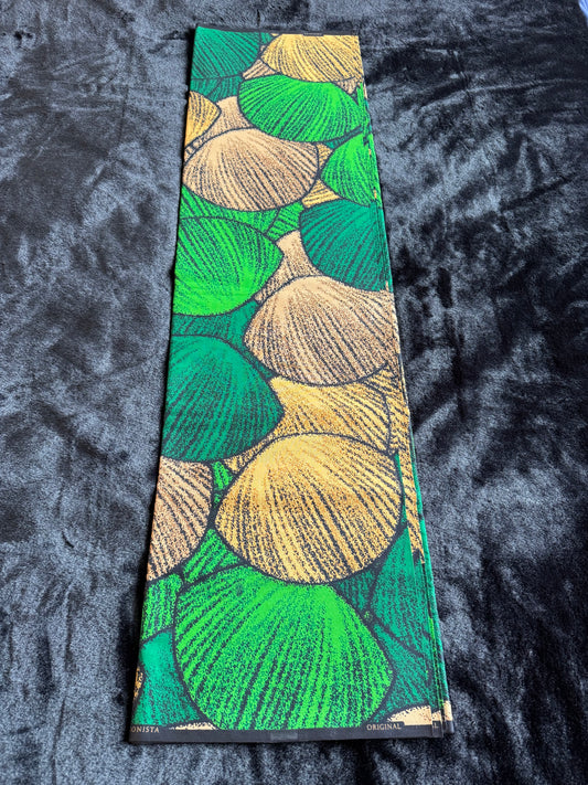 Okpa - African Ankara Kitenge Cotton Dressmaking Crafter Fabric Sold by the Yard Multicolored Green/Yellow/Cream Circle Patterned Fabric