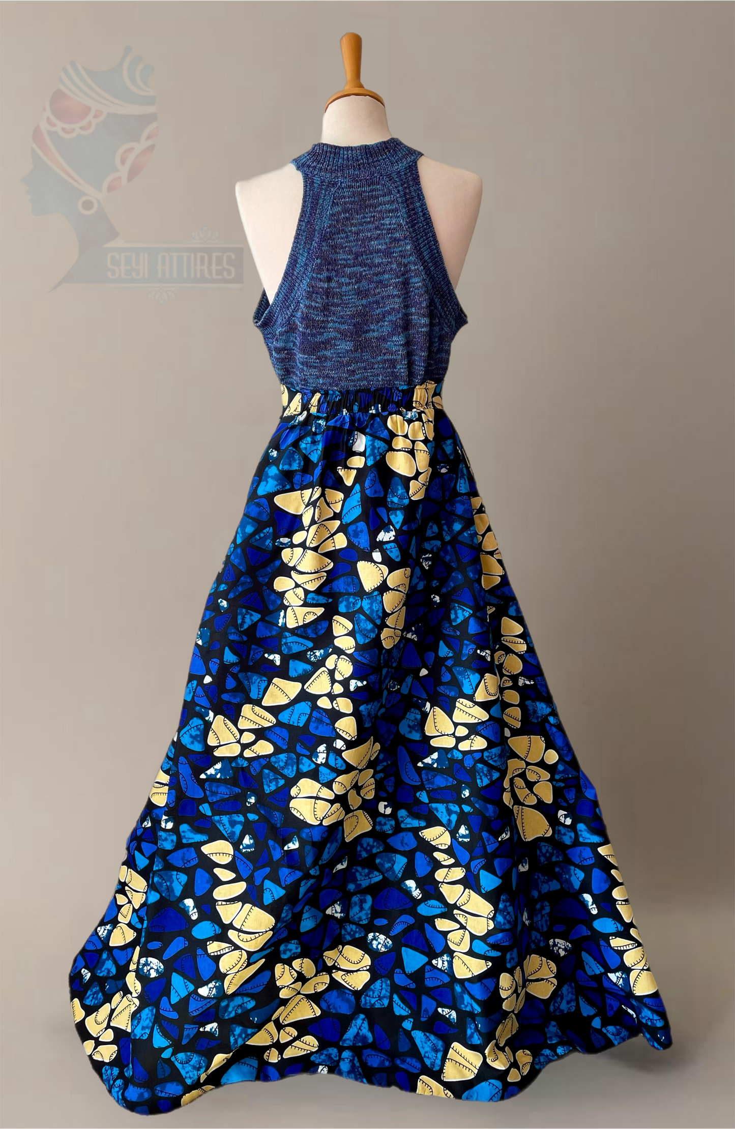 Aduke - African Themed Ankara Kitenge Multicoloured Tribal Maxi Skirt with lining, pockets and zipped slit