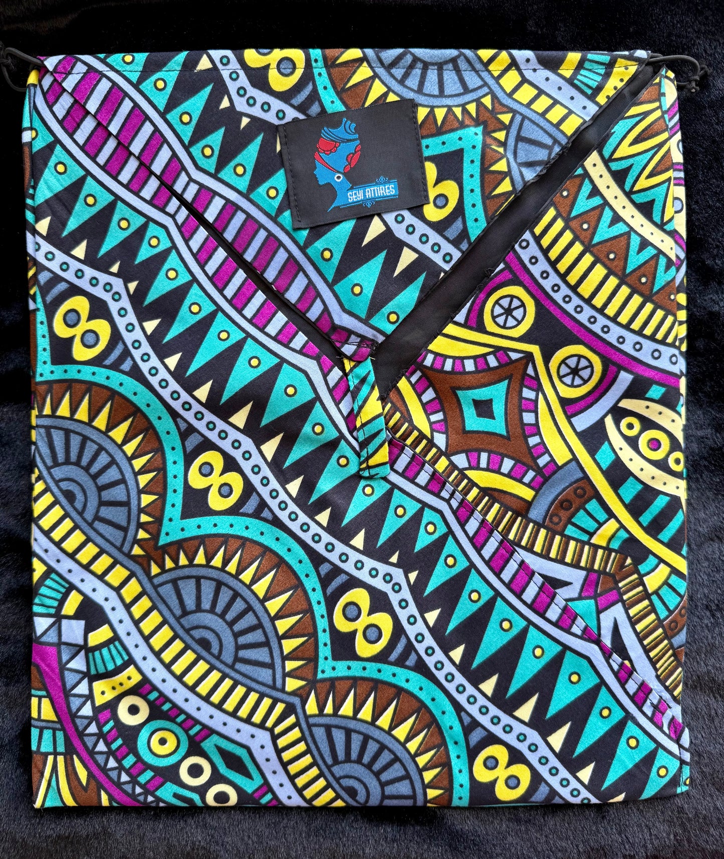 Meela - African Print Ankara Big sized 3in1 bag cardholder bag handmade bag Origami bag Pouch Bag with Studs