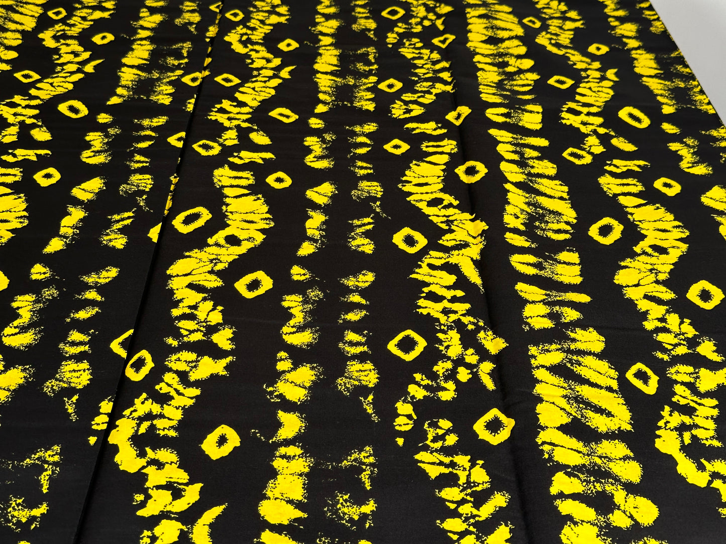 Zara - African Ankara Kitenge Cotton Dressmaking Fabric Sold by the Yard Multicolored Black/Yellow Tribal Design