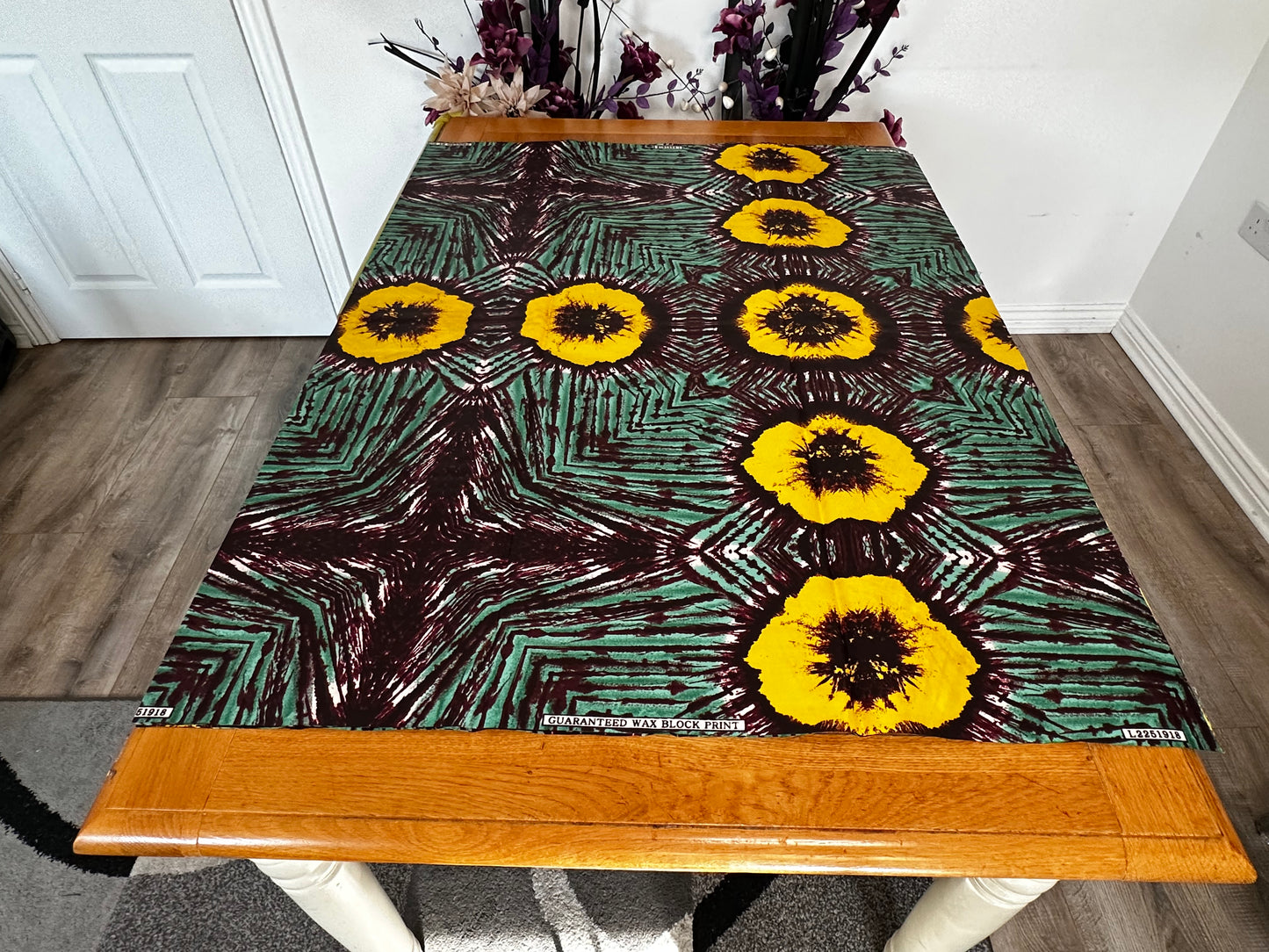 Kayo - African Kampala Dressmaking Crafter Fabric Sold by the Yard Multicolored Green/Black/Yellow Multi Patterned Fabric