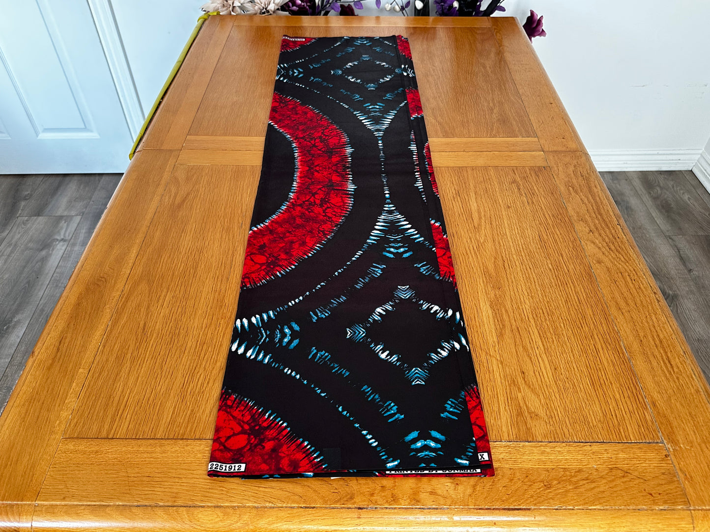 Aroke - African Kampala Polyester Dressmaking Crafter Fabric Sold by the Yard Multicoloured Red/Black/Blue White Multi Patterned Fabric
