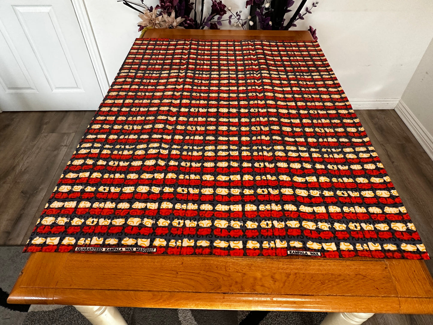 Kike - African Kampala Polyester Dressmaking Crafter Fabric Sold by the Yard Multicolored Red/Black/Yellow Multi Patterned Fabric