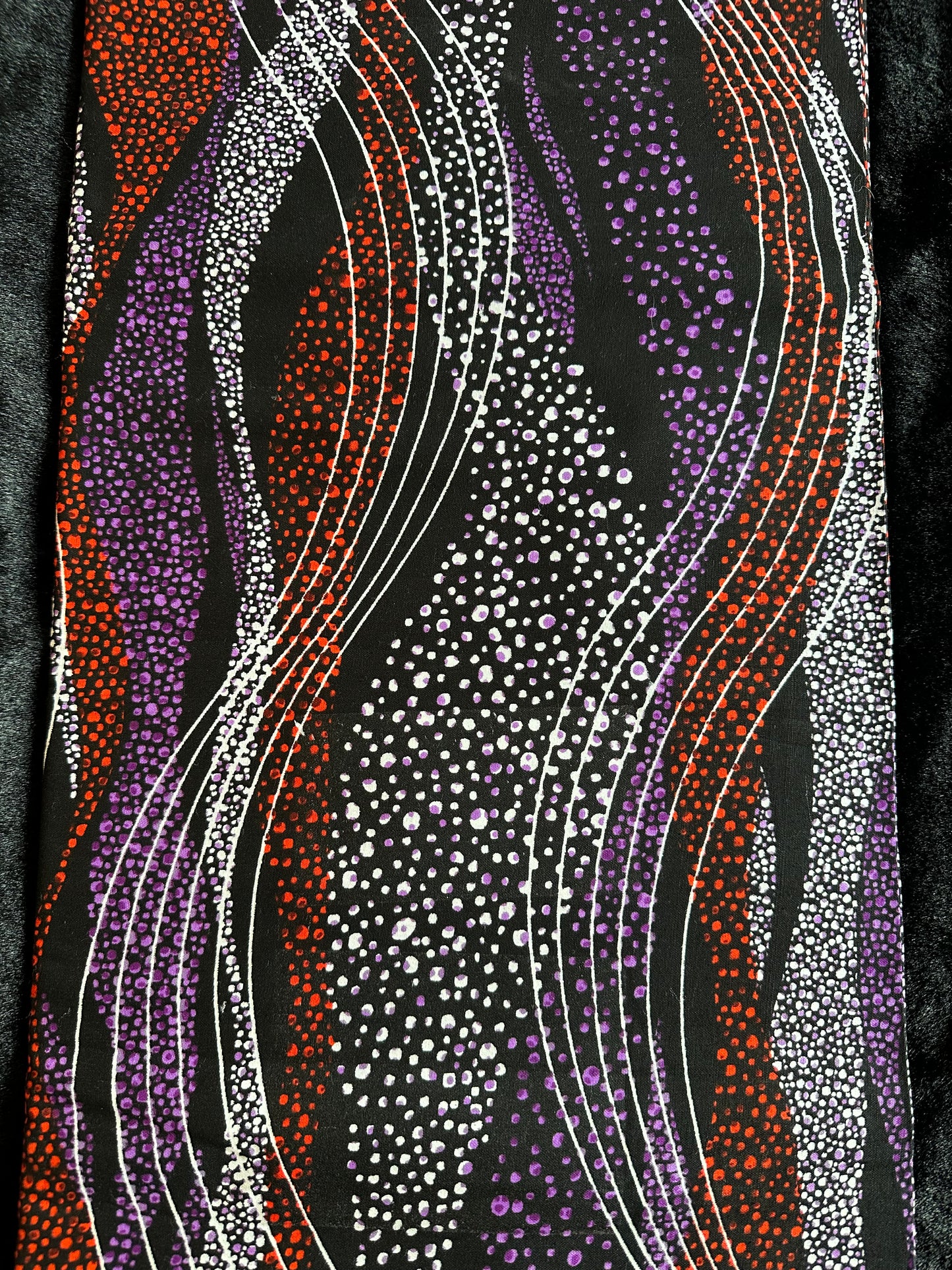 Kewe - African Ankara Kitenge Cotton Dressmaking Crafter Fabric Sold by the Yard Multicolored Purple/Black Swirl and Dot Patterned Fabric