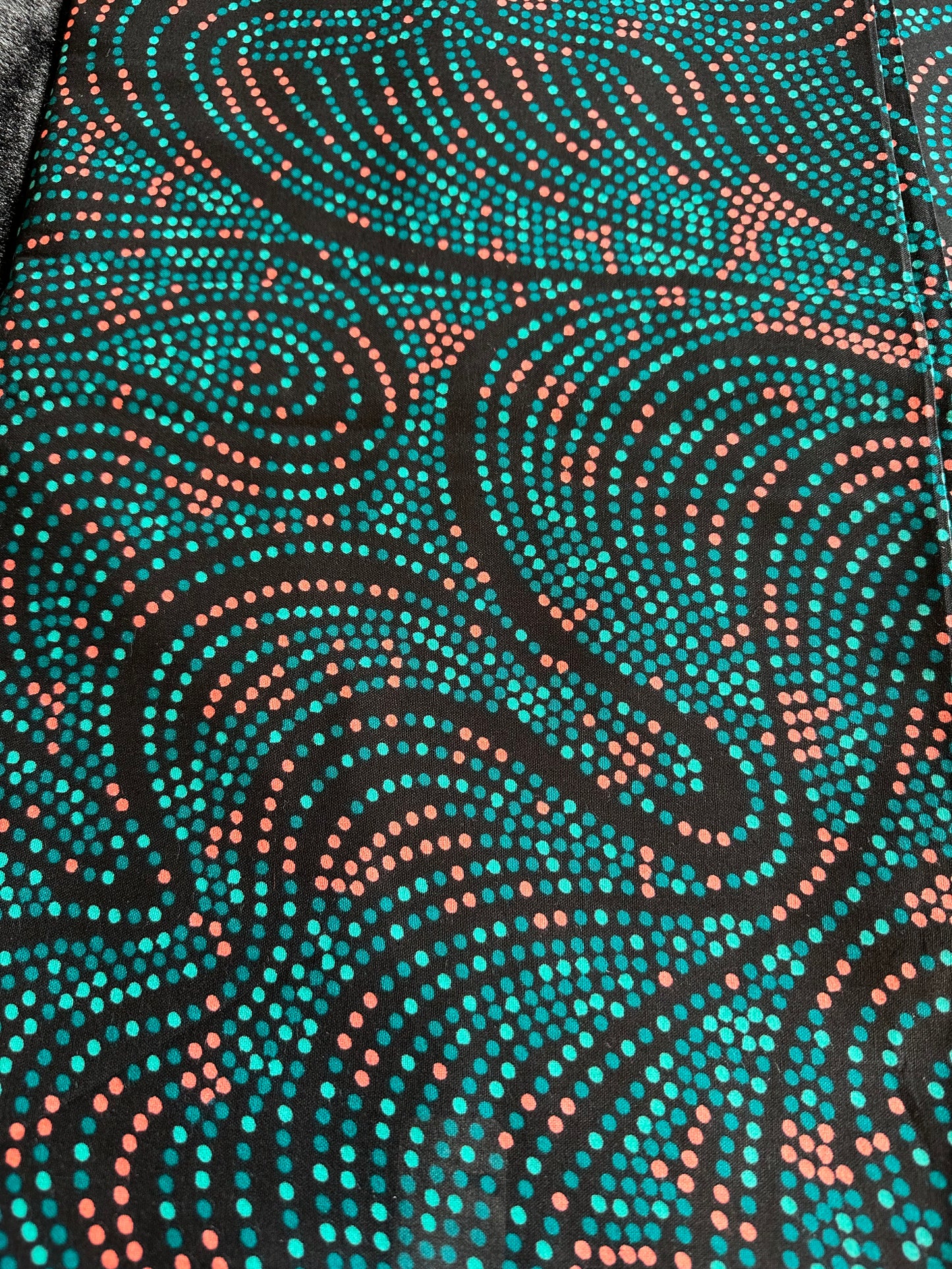 Huru - African Ankara Kitenge Cotton Dressmaking Crafter Fabric Sold by the Yard Multicolored Green/Orange/Black Swirl Dot Patterned Fabric
