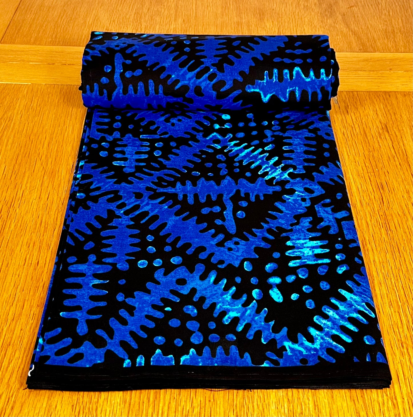 Jelo - African Ankara Kitenge Cotton Dressmaking Crafter Fabric Sold by the Yard Multicolored Blue/Black Multi Patterned Tribal Fabric