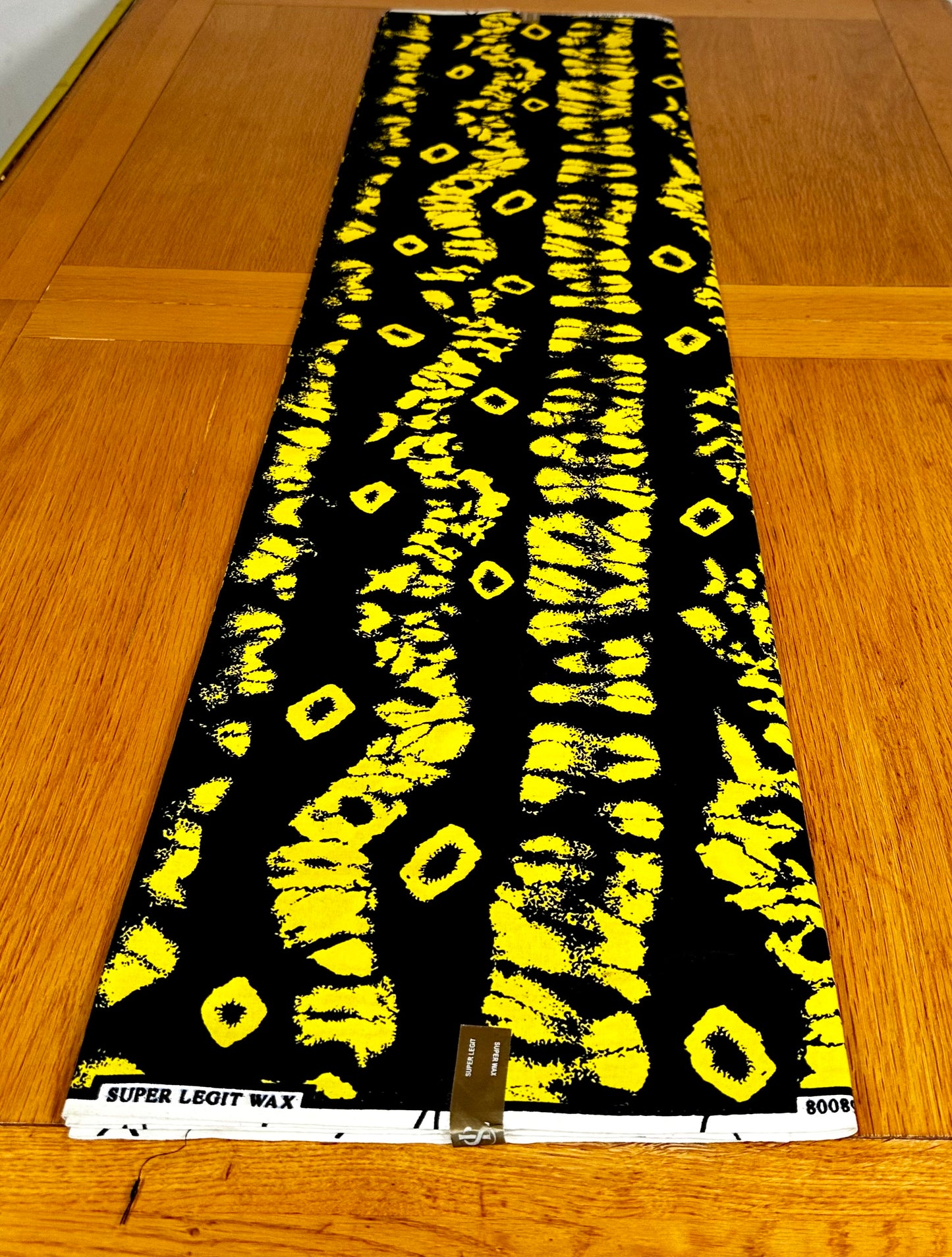 Zara - African Ankara Kitenge Cotton Dressmaking Fabric Sold by the Yard Multicolored Black/Yellow Tribal Design