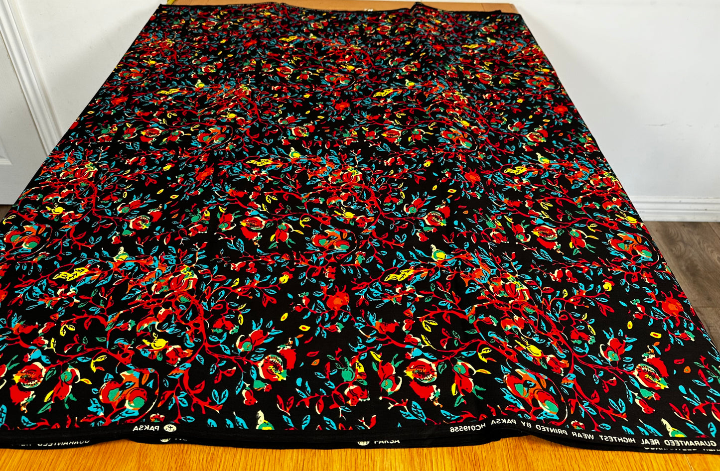 Gigida - African Ankara Kitenge Cotton Dressmaking Fabric Sold by the Yard Multicolored Red/Black/Yellow Floral Patterned Fabric