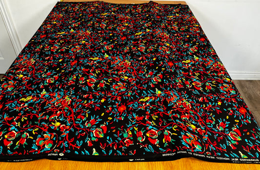 Gigida - African Ankara Kitenge Cotton Dressmaking Fabric Sold by the Yard Multicolored Red/Black/Yellow Floral Patterned Fabric