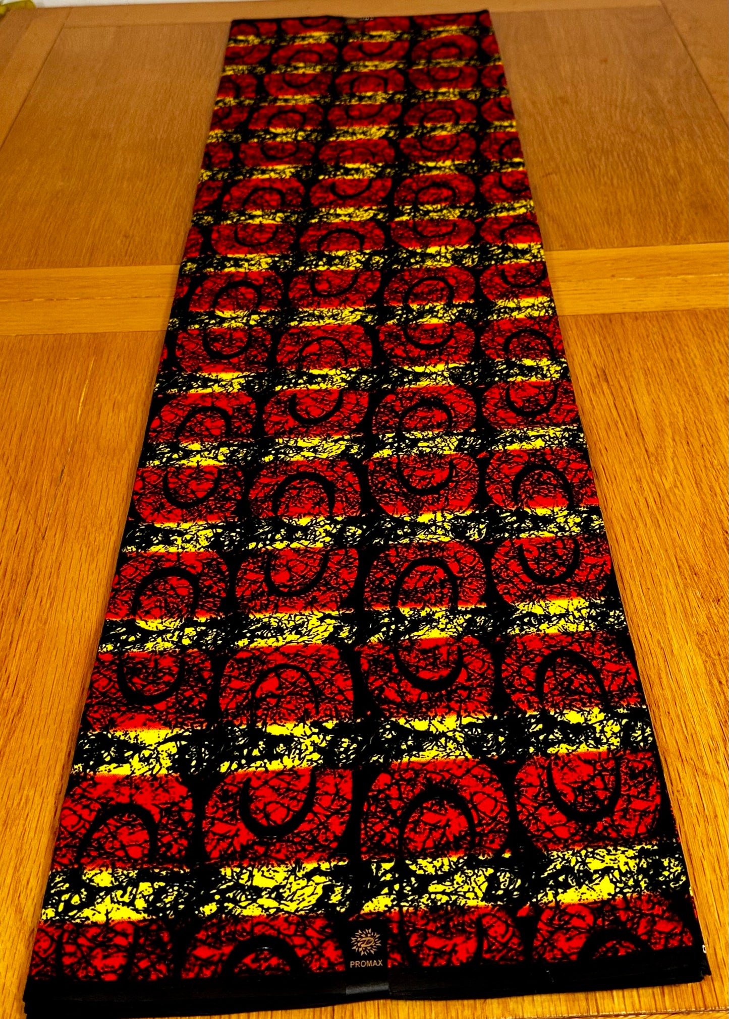 Epo - African Ankara Kitenge Cotton Dressmakiing Crafter Fabric Sold by the Yard Multicolored Red/Black/Yellow Geometric Patterned Fabric