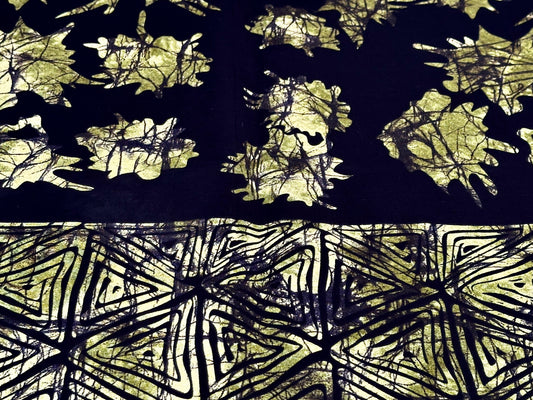 Nami - African Ankara Kitenge Cotton Dressmaking Crafter Fabric Sold by the Yard Multicolored Lemon/Black Multi Patterned Geometric Fabric