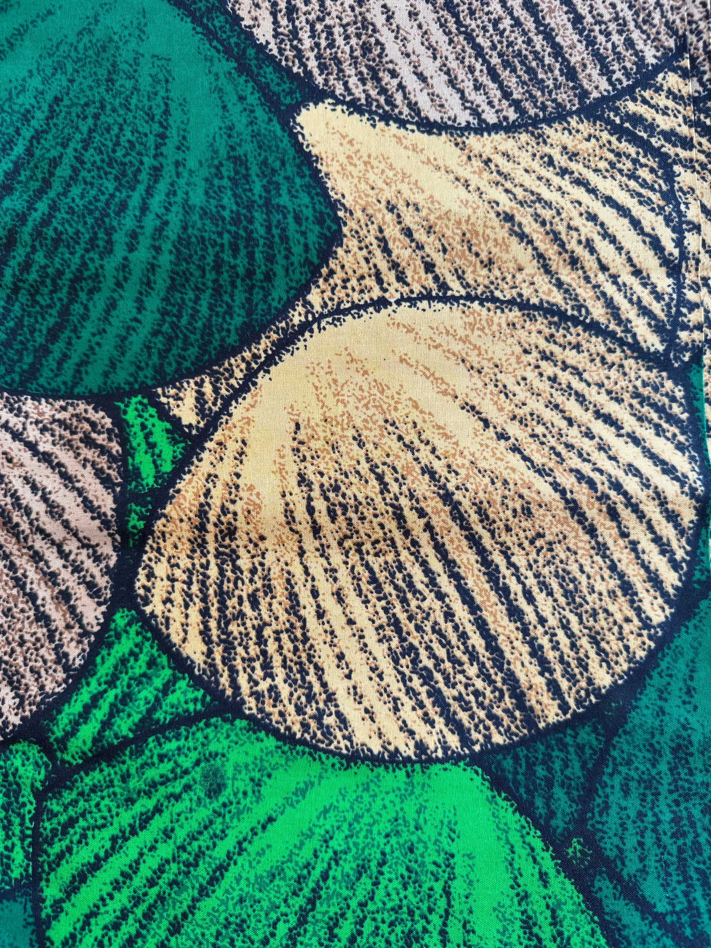Okpa - African Ankara Kitenge Cotton Dressmaking Crafter Fabric Sold by the Yard Multicolored Green/Yellow/Cream Circle Patterned Fabric
