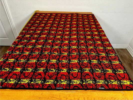 Epo - African Ankara Kitenge Cotton Dressmakiing Crafter Fabric Sold by the Yard Multicolored Red/Black/Yellow Geometric Patterned Fabric