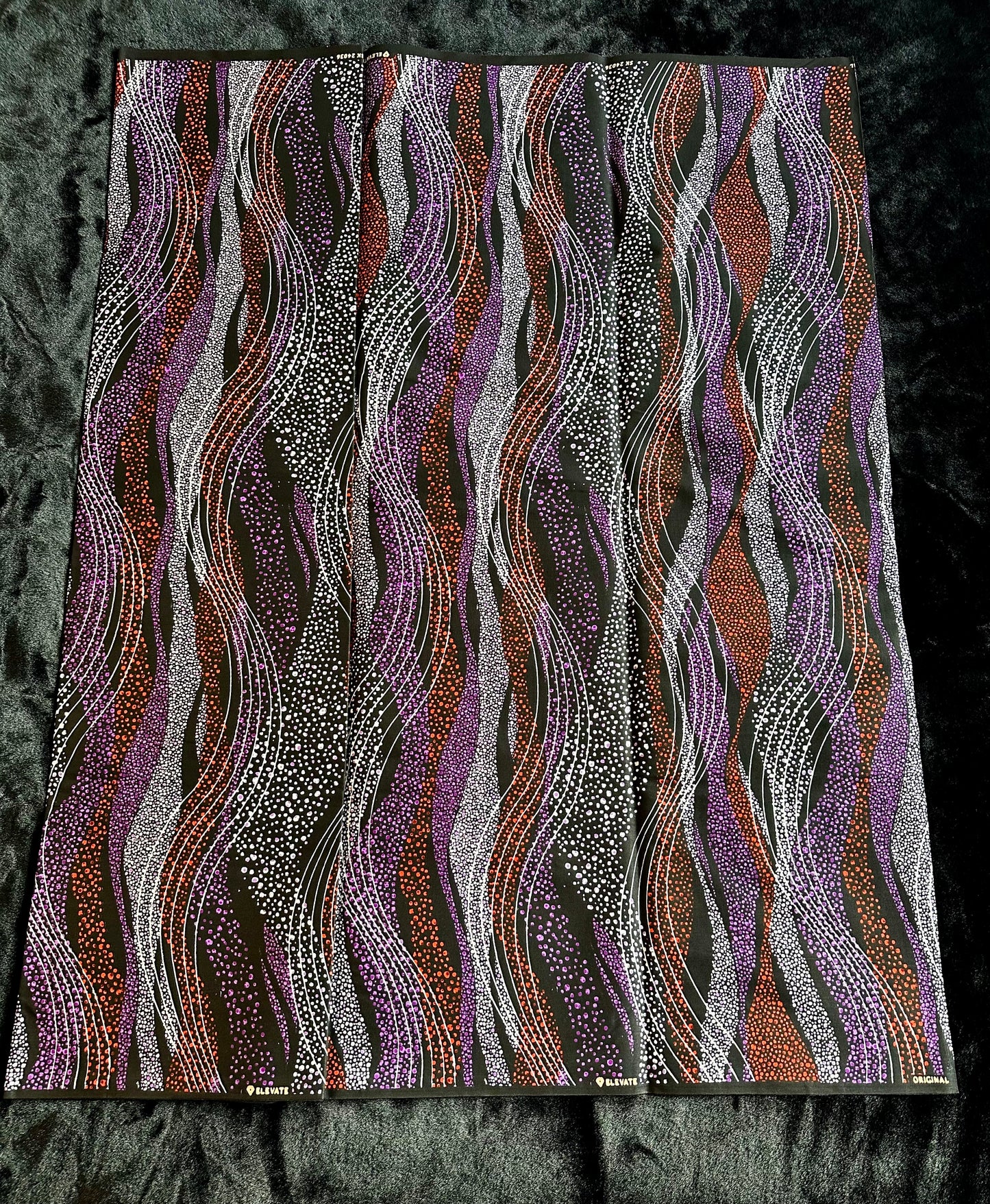 Kewe - African Ankara Kitenge Cotton Dressmaking Crafter Fabric Sold by the Yard Multicolored Purple/Black Swirl and Dot Patterned Fabric