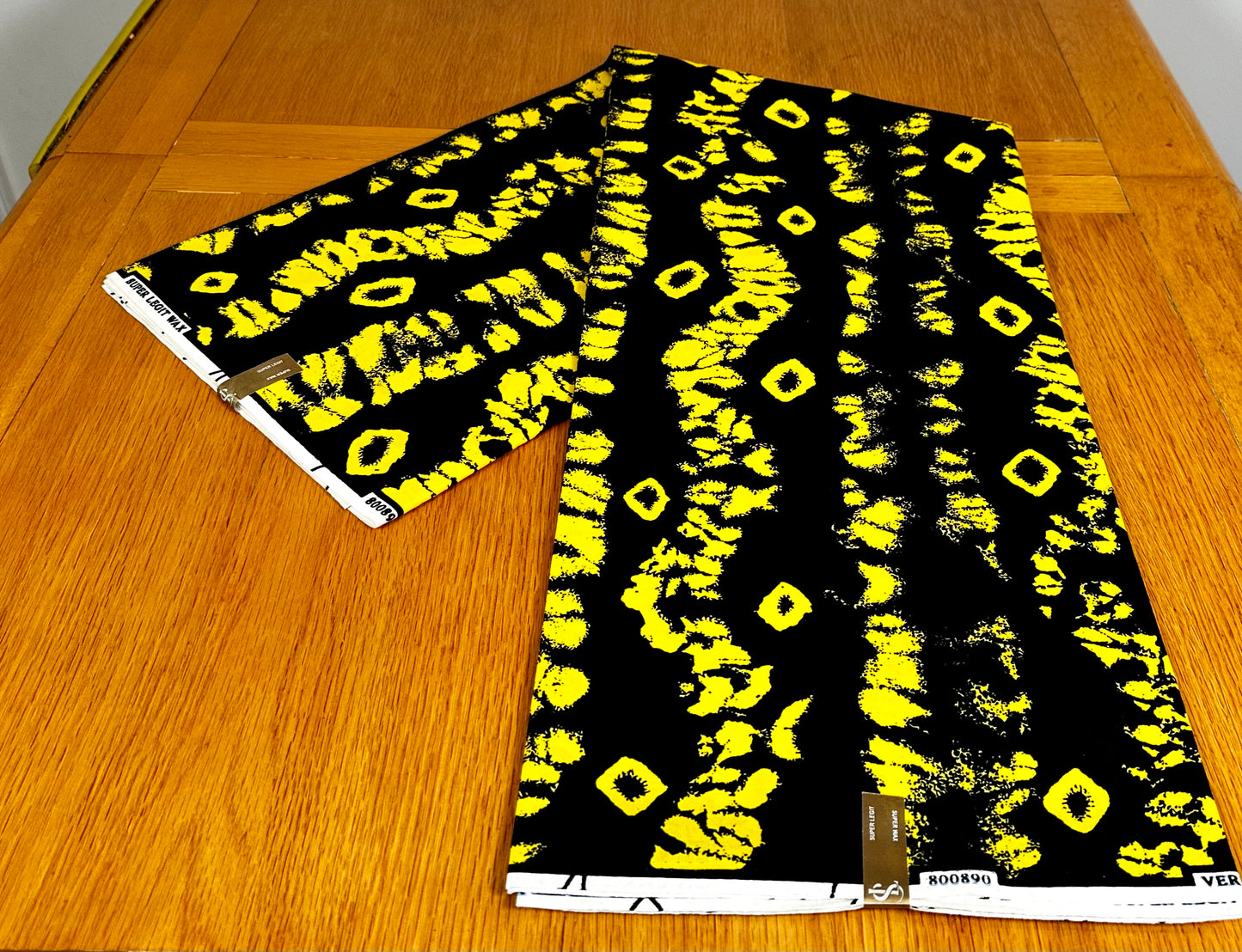 Zara - African Ankara Kitenge Cotton Dressmaking Fabric Sold by the Yard Multicolored Black/Yellow Tribal Design