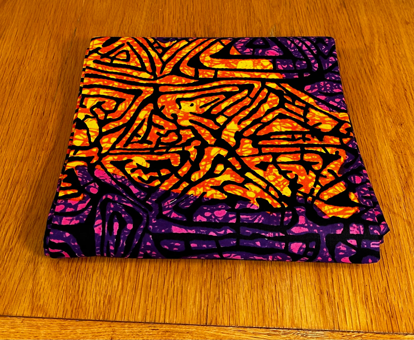 Kpareke - African Ankara Kitenge Cotton Dressmaking Fabric Sold by the Yard Multicolored Yellow/Pink/Orange Multipatterned Swirl Design