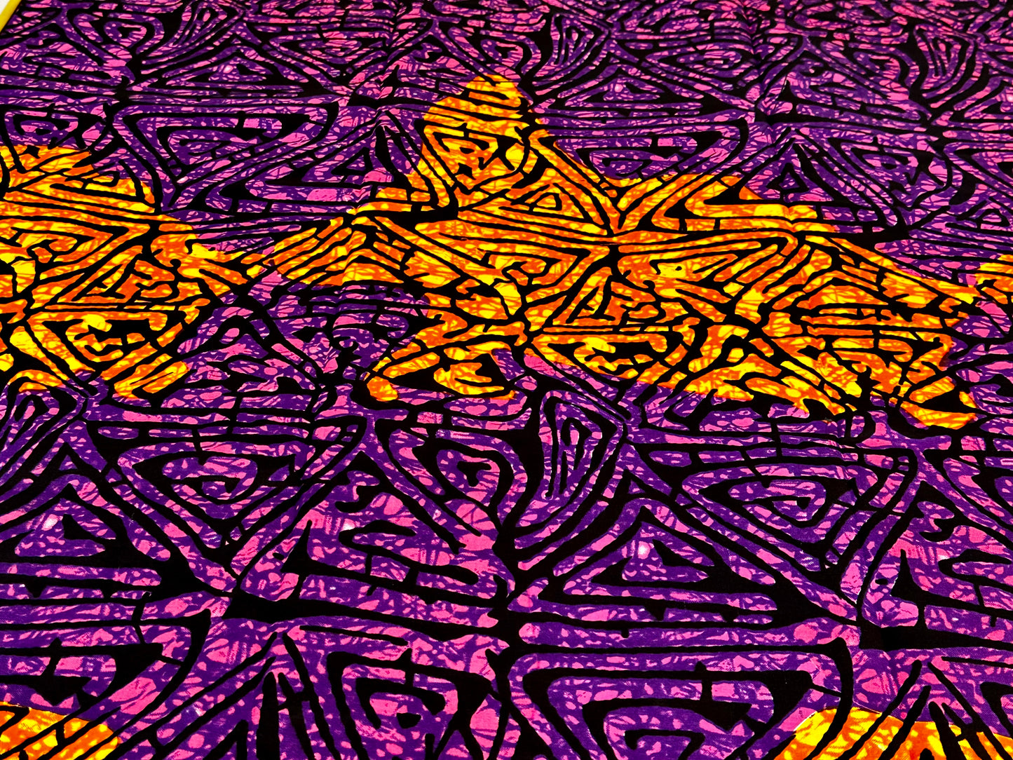 Kpareke - African Ankara Kitenge Cotton Dressmaking Fabric Sold by the Yard Multicolored Yellow/Pink/Orange Multipatterned Swirl Design