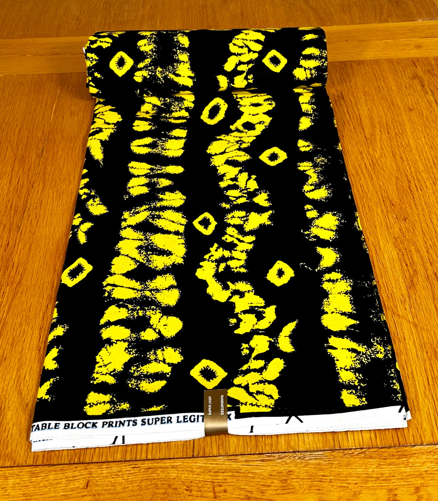 Zara - African Ankara Kitenge Cotton Dressmaking Fabric Sold by the Yard Multicolored Black/Yellow Tribal Design