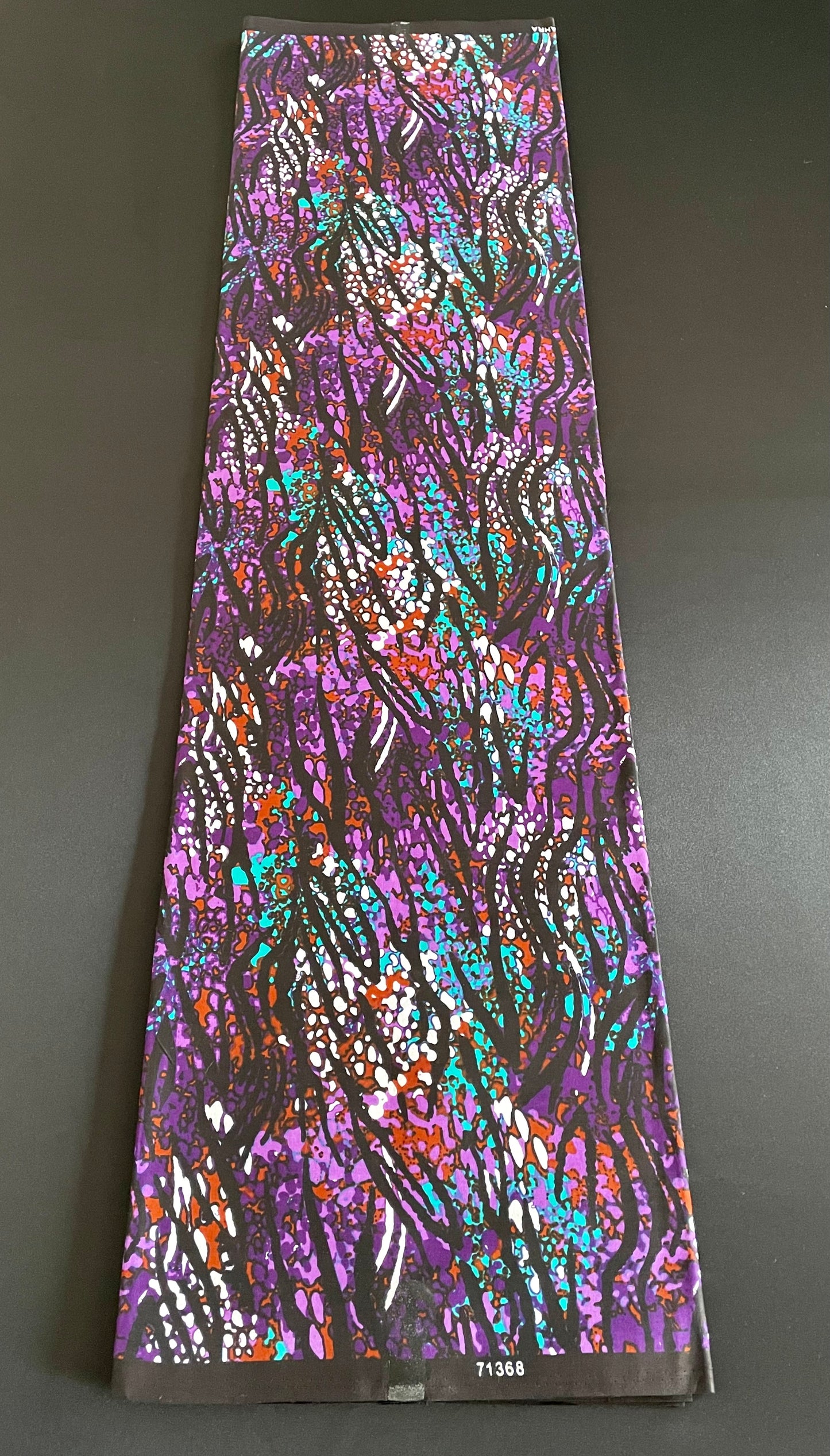Bowo - African Ankara Kitenge Cotton Dressmaking Quilting Crafter Fabric Sold by the Yard Purple/Black/Green/White Swirl Patterned Fabric