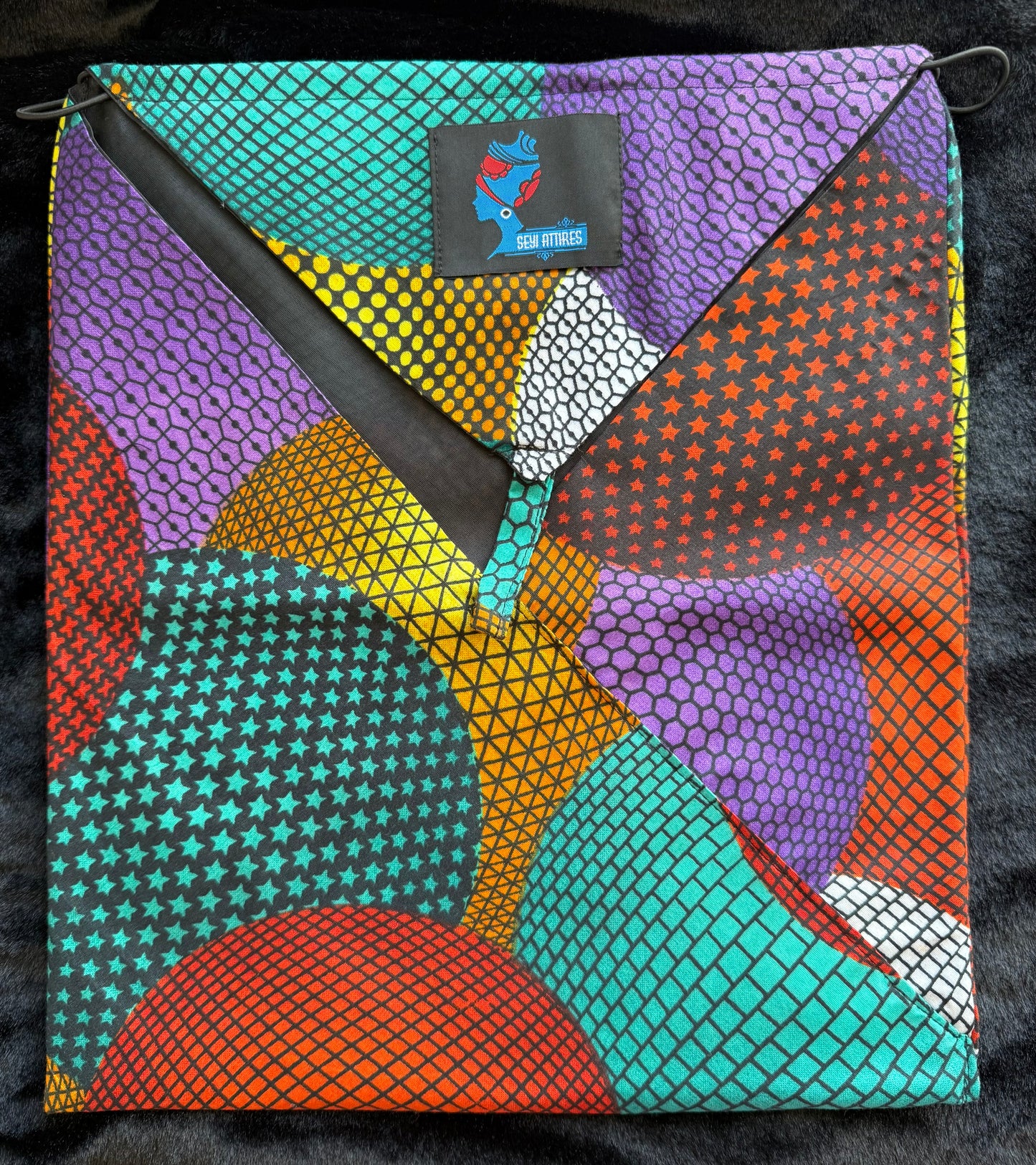 Meela - African Print Ankara Big sized 3in1 bag cardholder bag handmade bag Origami bag Pouch Bag with Studs