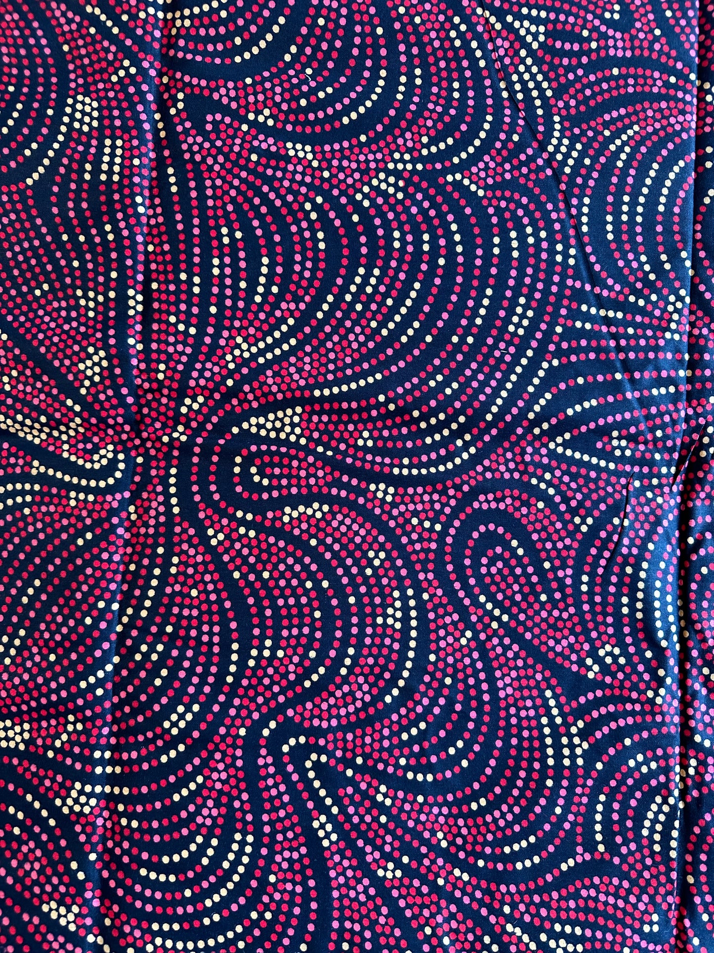 Ije - African Ankara Kitenge Cotton Dressmaking Crafter Fabric Sold by the Yard Multicolored Red/Yellow/Black Swirl and Dot Patterned Fabric