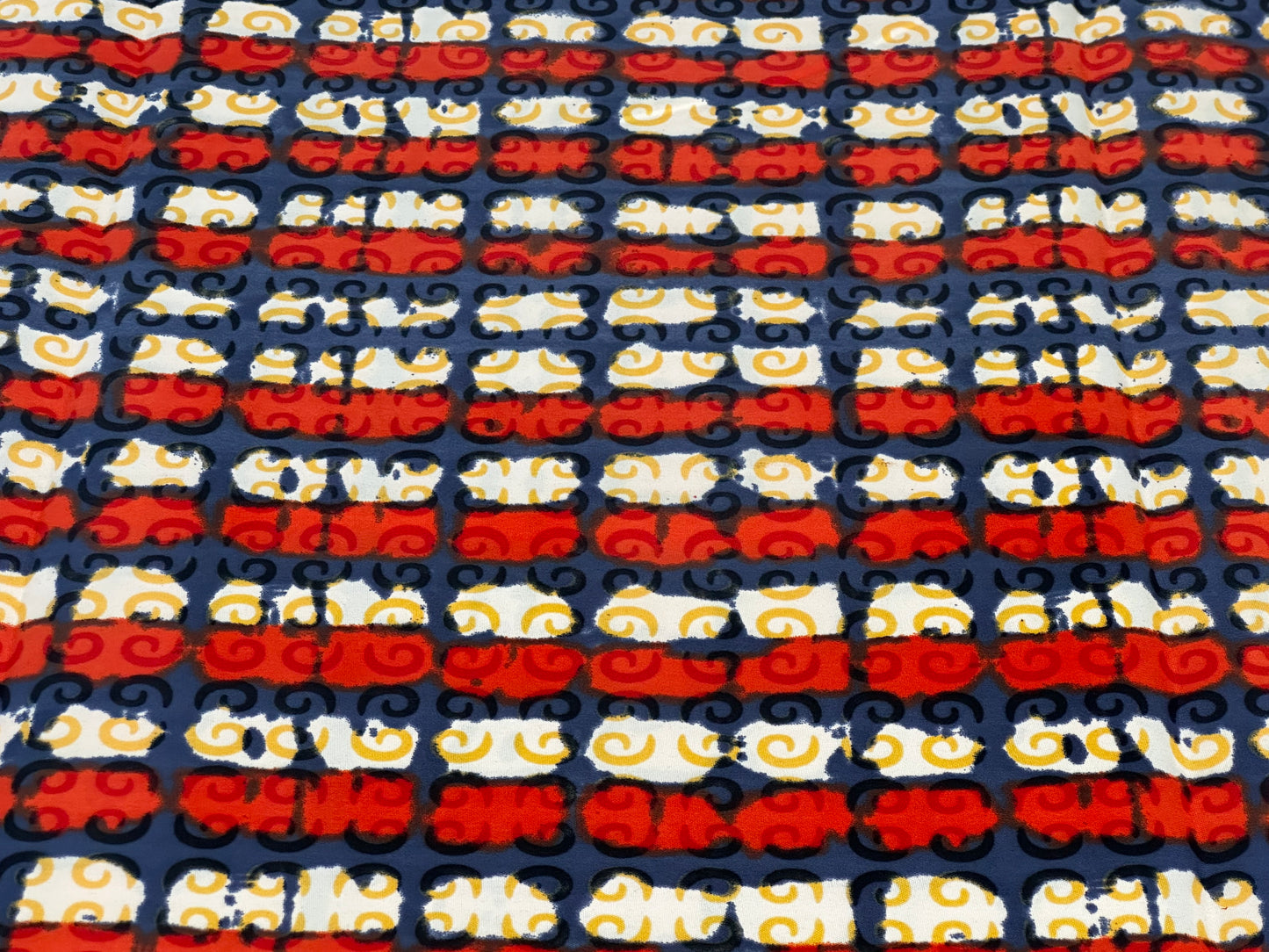 Kike - African Kampala Polyester Dressmaking Crafter Fabric Sold by the Yard Multicolored Red/Black/Yellow Multi Patterned Fabric