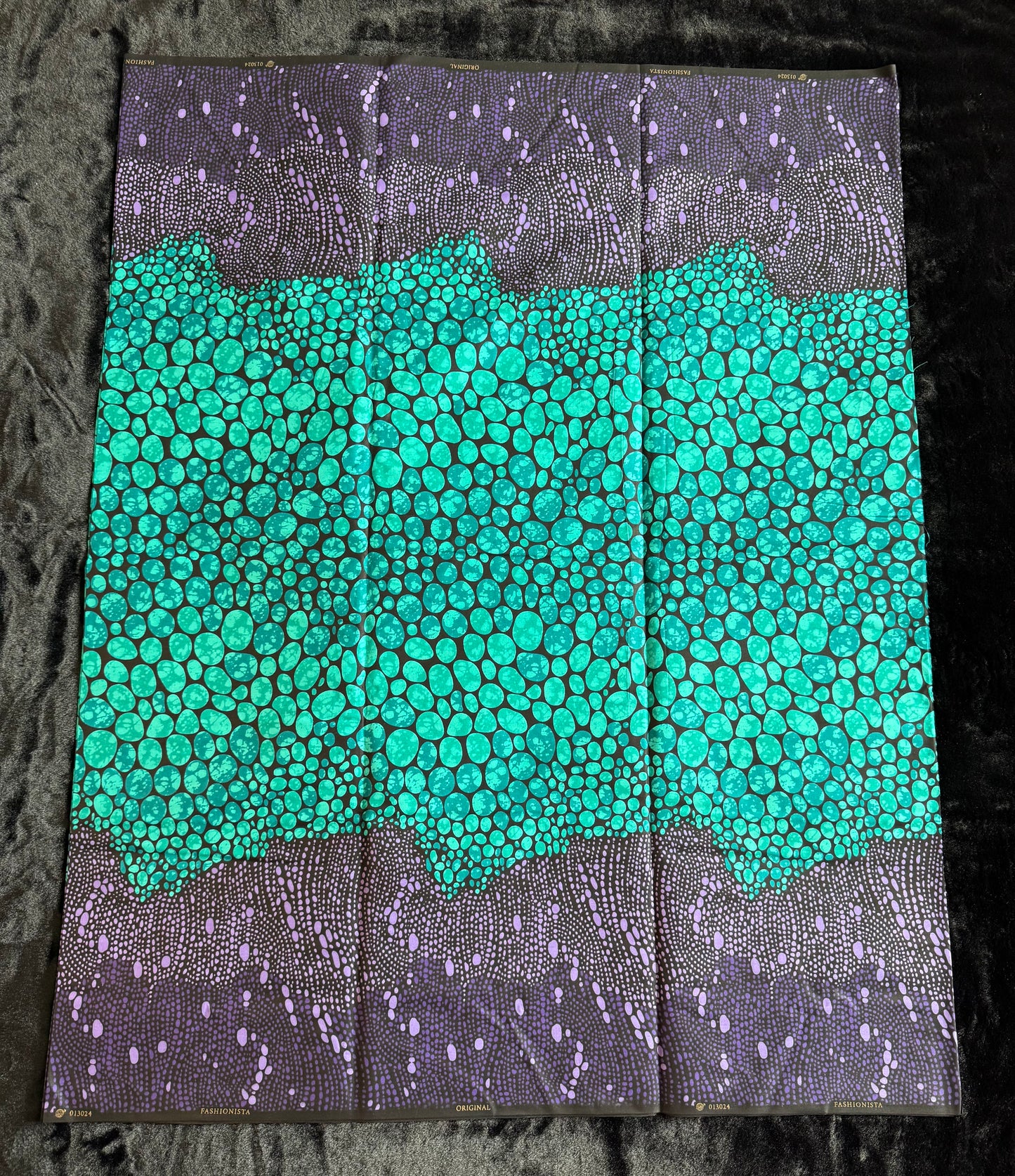 Pelu - African Ankara Kitenge Cotton Dressmaking Crafter Fabric Sold by the Yard Multicolored Purple/Turquoise Circle Swirl Patterned Fabric