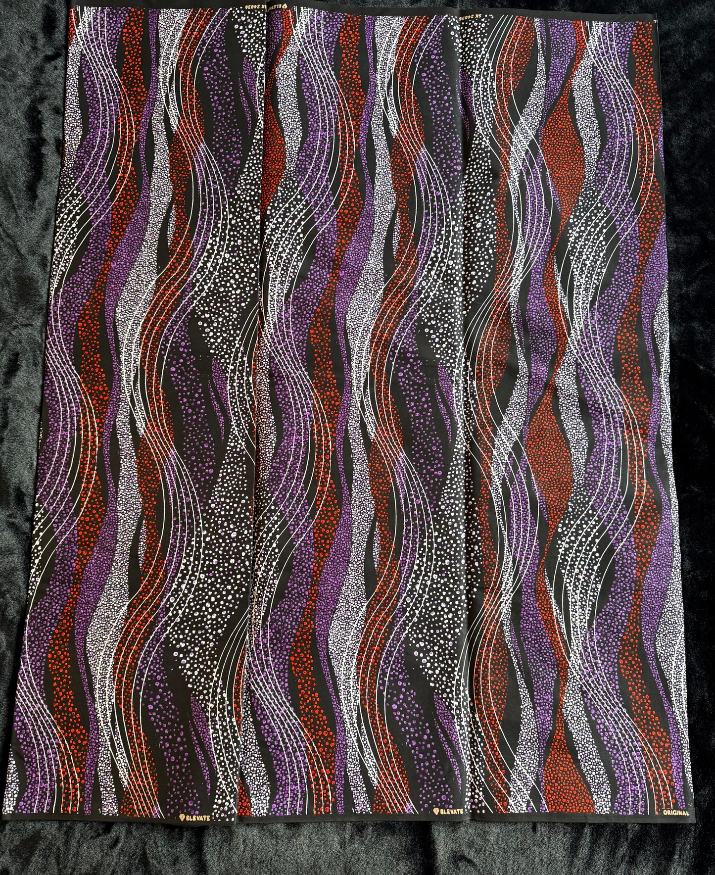Kewe - African Ankara Kitenge Cotton Dressmaking Crafter Fabric Sold by the Yard Multicolored Purple/Black Swirl and Dot Patterned Fabric