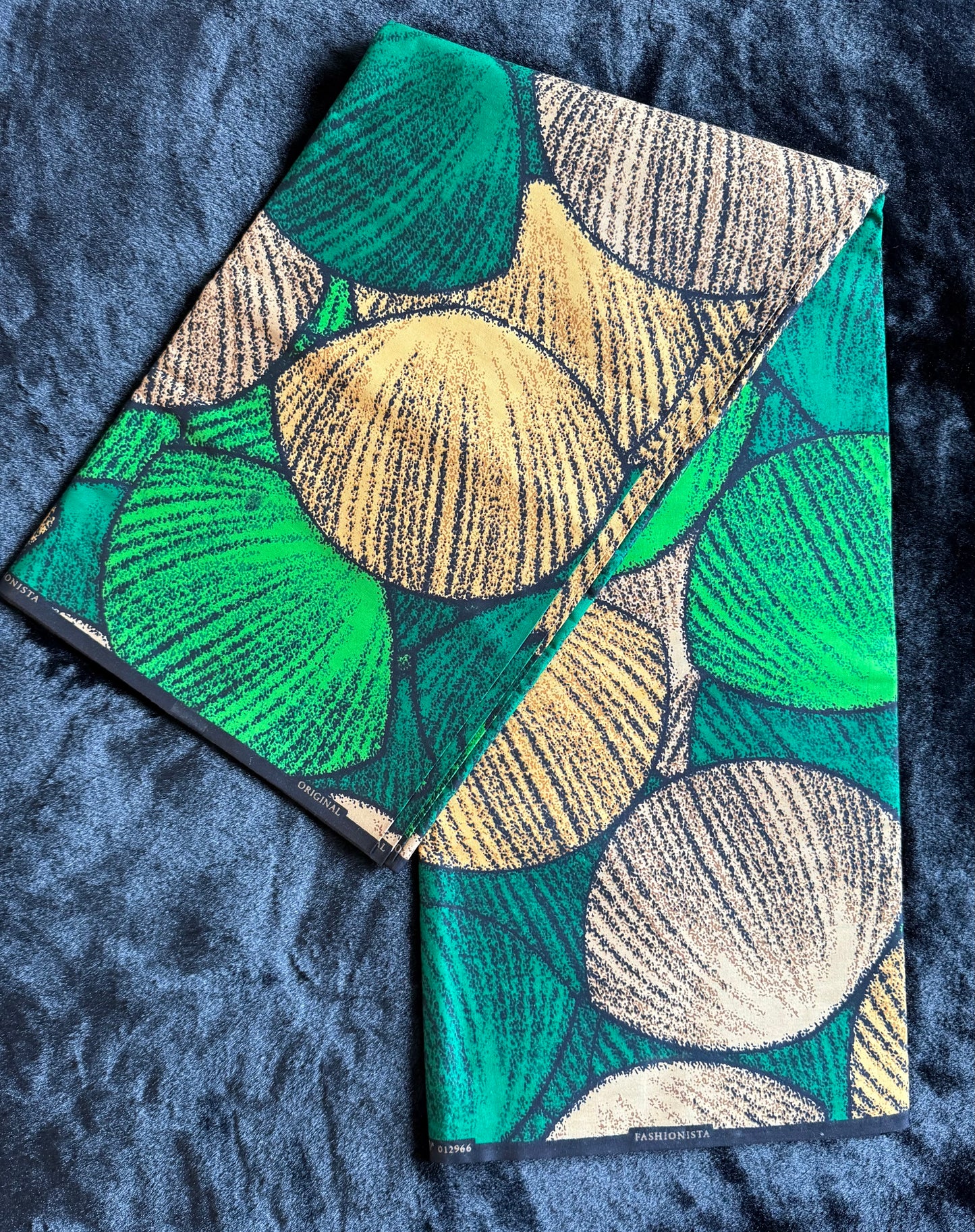 Okpa - African Ankara Kitenge Cotton Dressmaking Crafter Fabric Sold by the Yard Multicolored Green/Yellow/Cream Circle Patterned Fabric