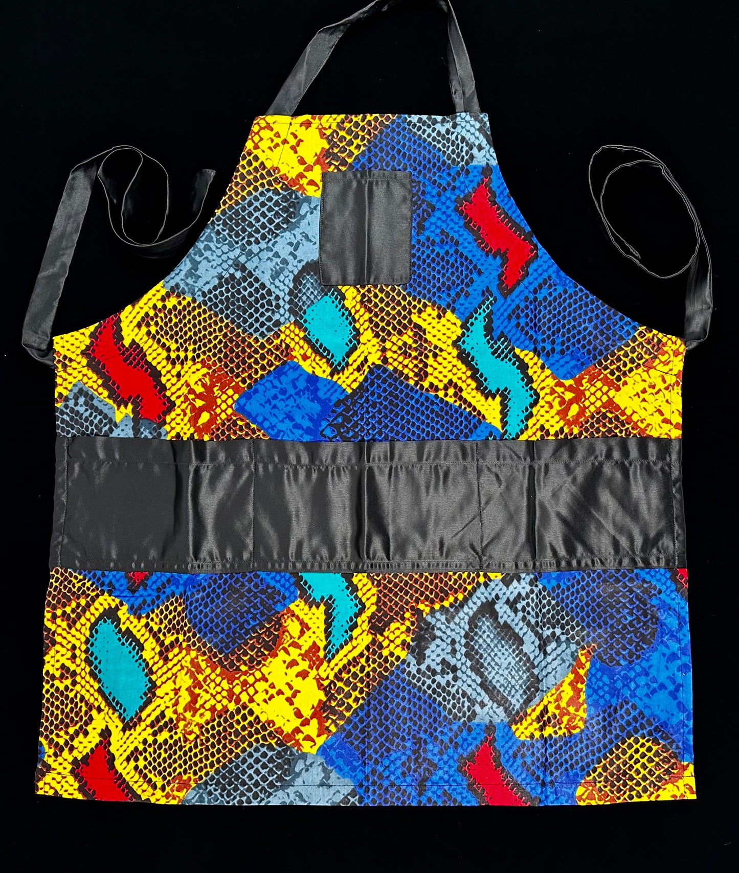 Orisirisi - Adult Unisex African Print-Ankara Reversible Apron with Adjustable Neck/Waist Ties