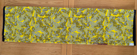 Ẹsọpẹlẹ - African Ankara Kitenge Cotton Dressmaking Fabric Sold by the Yard Multicolored Yellow/White/Black Floral/Geometric Design
