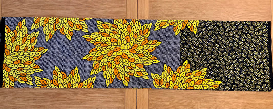 Ovie - African Ankara Kitenge Cotton Dressmaking Fabric Sold by the Yard Multicolored Yellow/Orange/Grey/Black Floral Design
