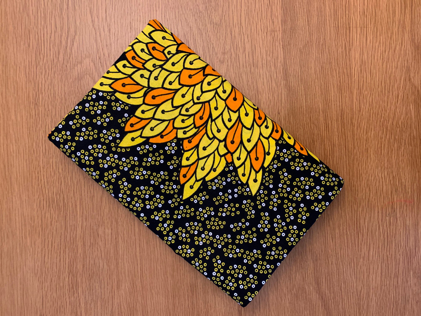 Ovie - African Ankara Kitenge Cotton Dressmaking Fabric Sold by the Yard Multicolored Yellow/Orange/Grey/Black Floral Design