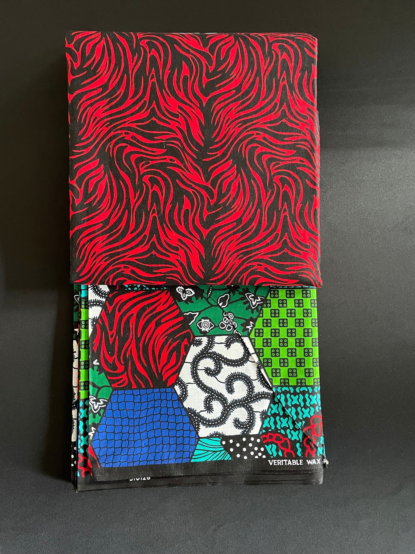Wigwo - African Ankara Kitenge Cotton Dressmaking Fabric Sold by the Yard Multicolored Red/White/Black/Yellow Geometric Pattern Fabric