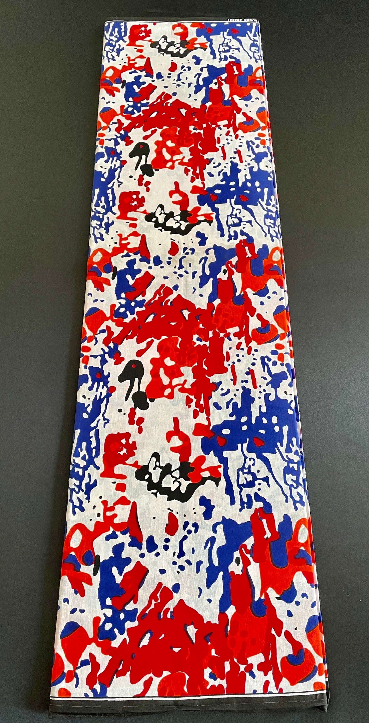 Sosa - African Ankara Kitenge Cotton Dressmaking Quilting Crafter Fabric Sold by the Yard Red/Orange /Blue/White Camouflage Patterned Fabric