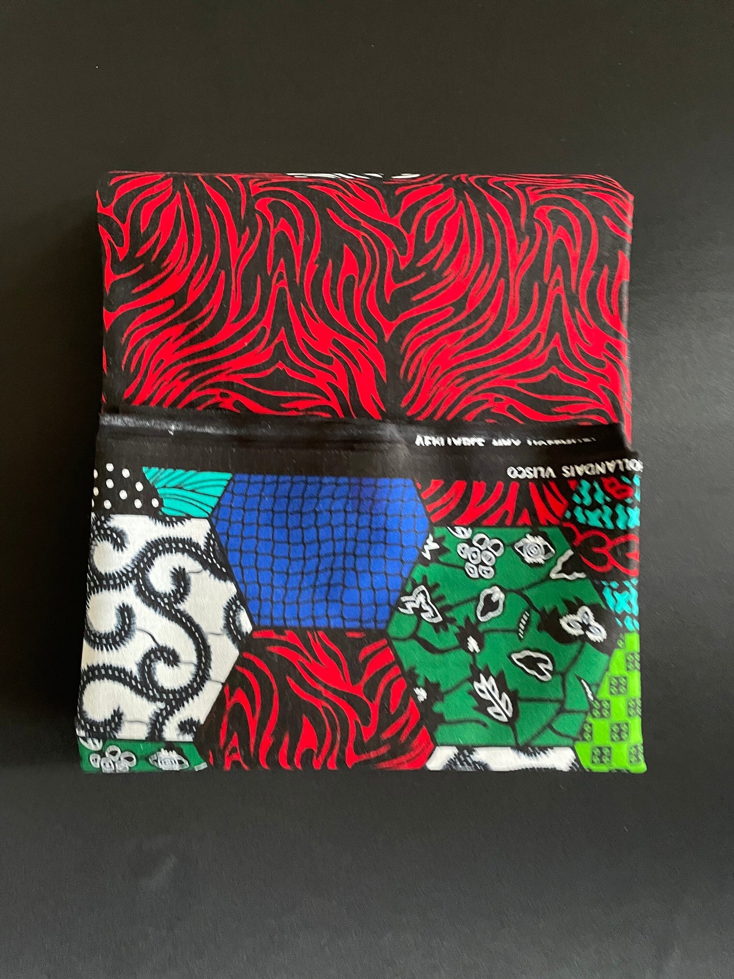Wigwo - African Ankara Kitenge Cotton Dressmaking Fabric Sold by the Yard Multicolored Red/White/Black/Yellow Geometric Pattern Fabric