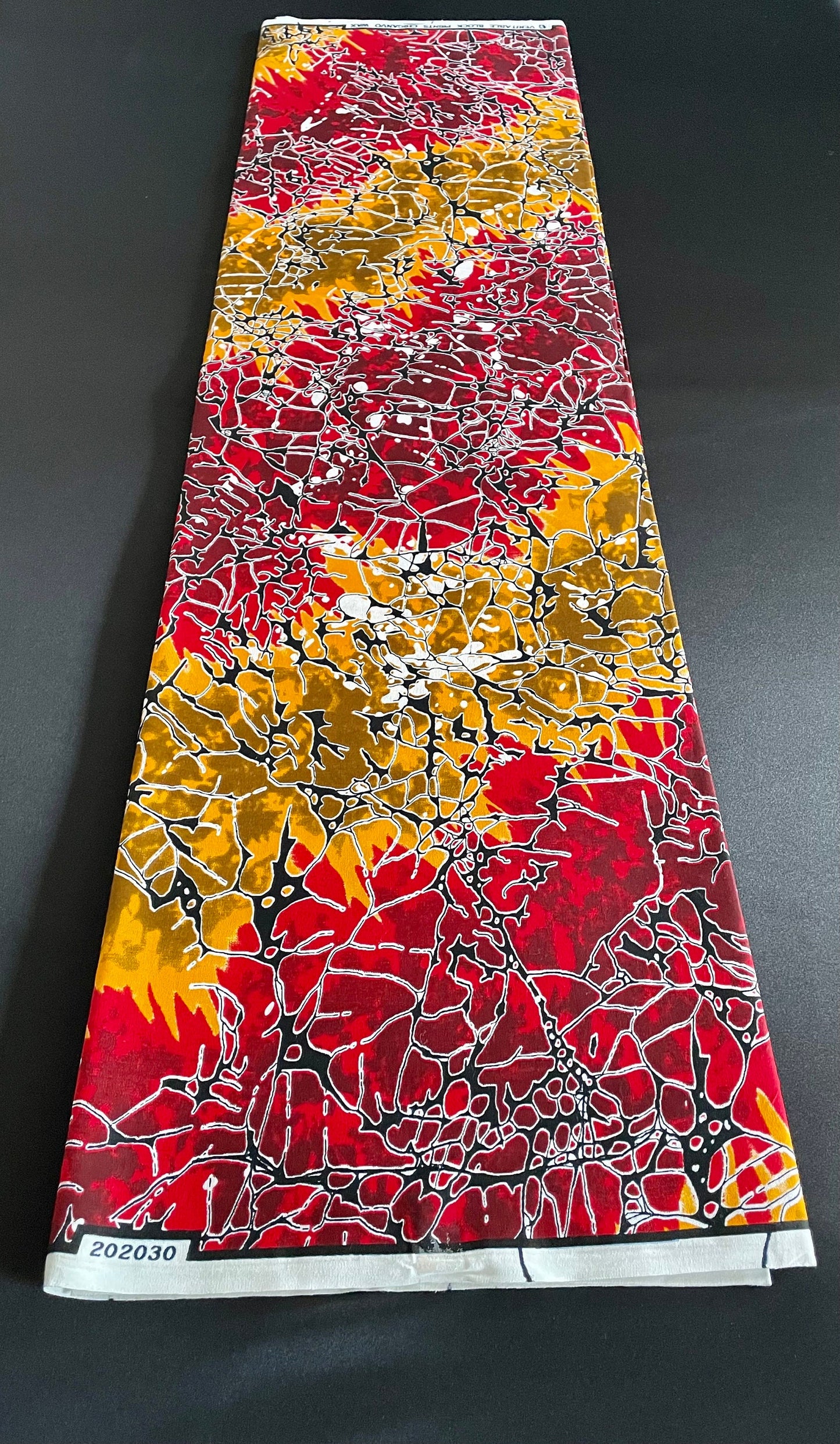 Ugonma- African Ankara Kitenge Cotton Dressmaking Fabric Sold by the Yard Multicolored Red/White/Black/Yellow Swirl Design