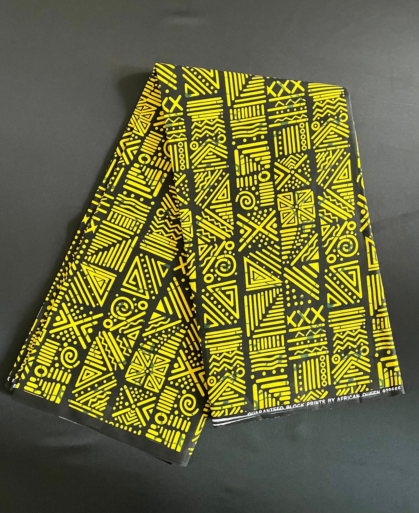 Jagun - African Ankara Kitenge Cotton Dressmaking Fabric Sold by the Yard Multicolored Black/Yellow Tribal Design