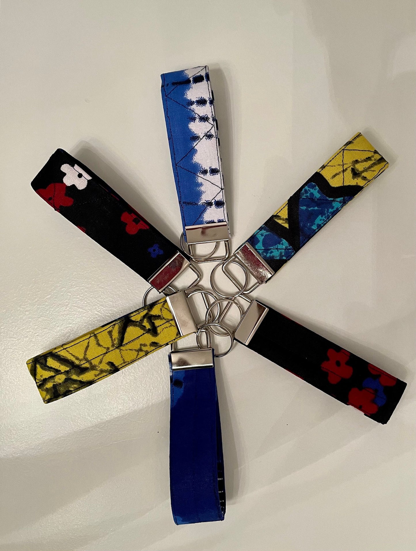 Towa Ankara Waxed Cotton Fabric Key Fob Key Wristlet Key Attachment Keyholder Fit Palm Size up to 4 Inches Across