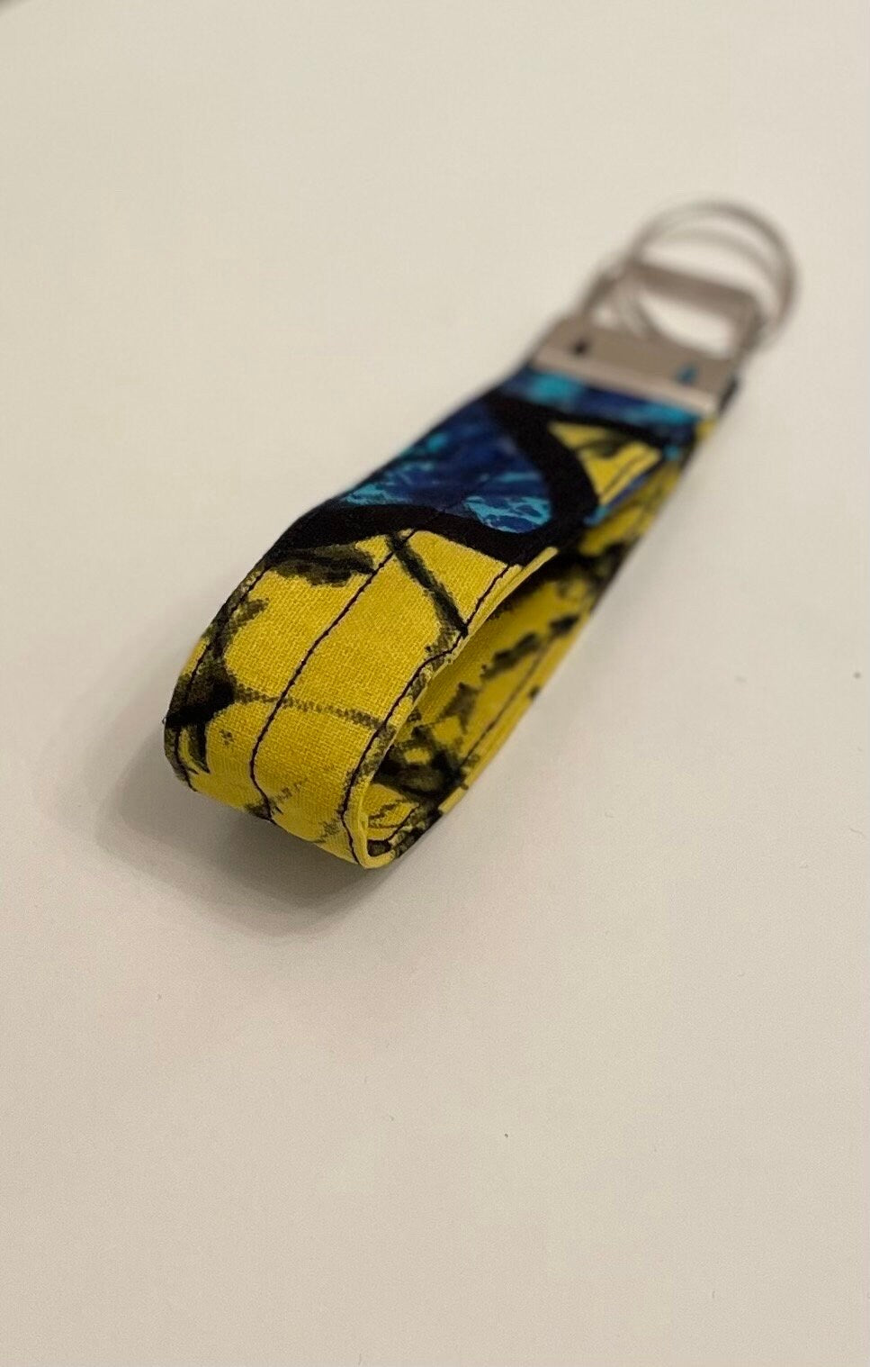 Towa Ankara Waxed Cotton Fabric Key Fob Key Wristlet Key Attachment Keyholder Fit Palm Size up to 4 Inches Across