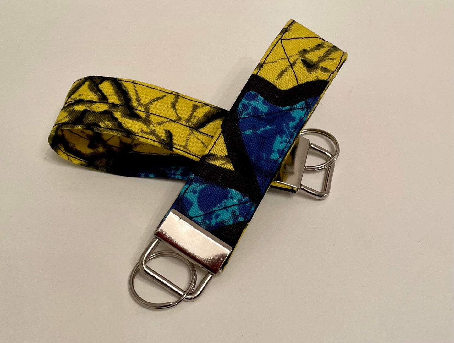 Towa Ankara Waxed Cotton Fabric Key Fob Key Wristlet Key Attachment Keyholder Fit Palm Size up to 4 Inches Across