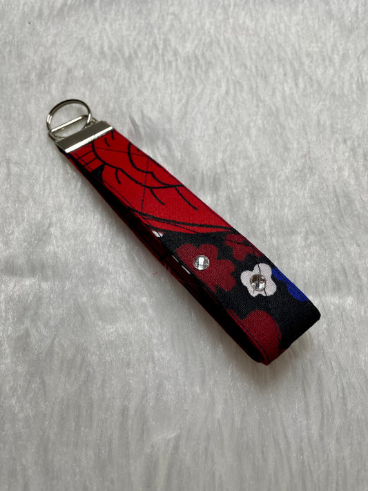 Owoire - African Print Long Key Fob, Ankara Key Ring, Wax Print Key Chain Fit palm size up to 6” Across
