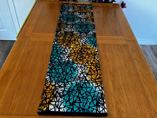 Labule - African Ankara Kitenge Cotton Dressmaking Crafter Fabric Sold by the Yard Multicolored Yellow/Black/Turquoise Tribal Pattern Fabric