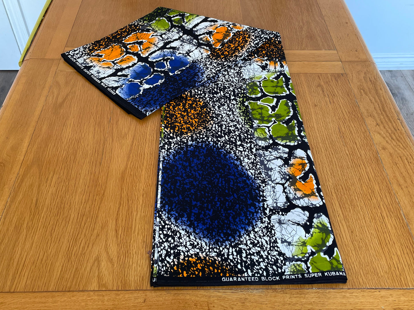 Fife - African Ankara Kitenge Cotton Dressmaking Crafter Fabric Sold by the Yard Multicolored Navy/Green/Black/White Tribal Patterned Fabric